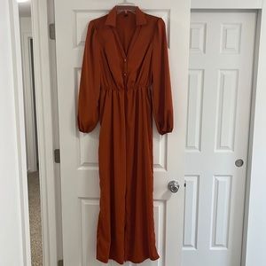 Burnt orange jumpsuit pants